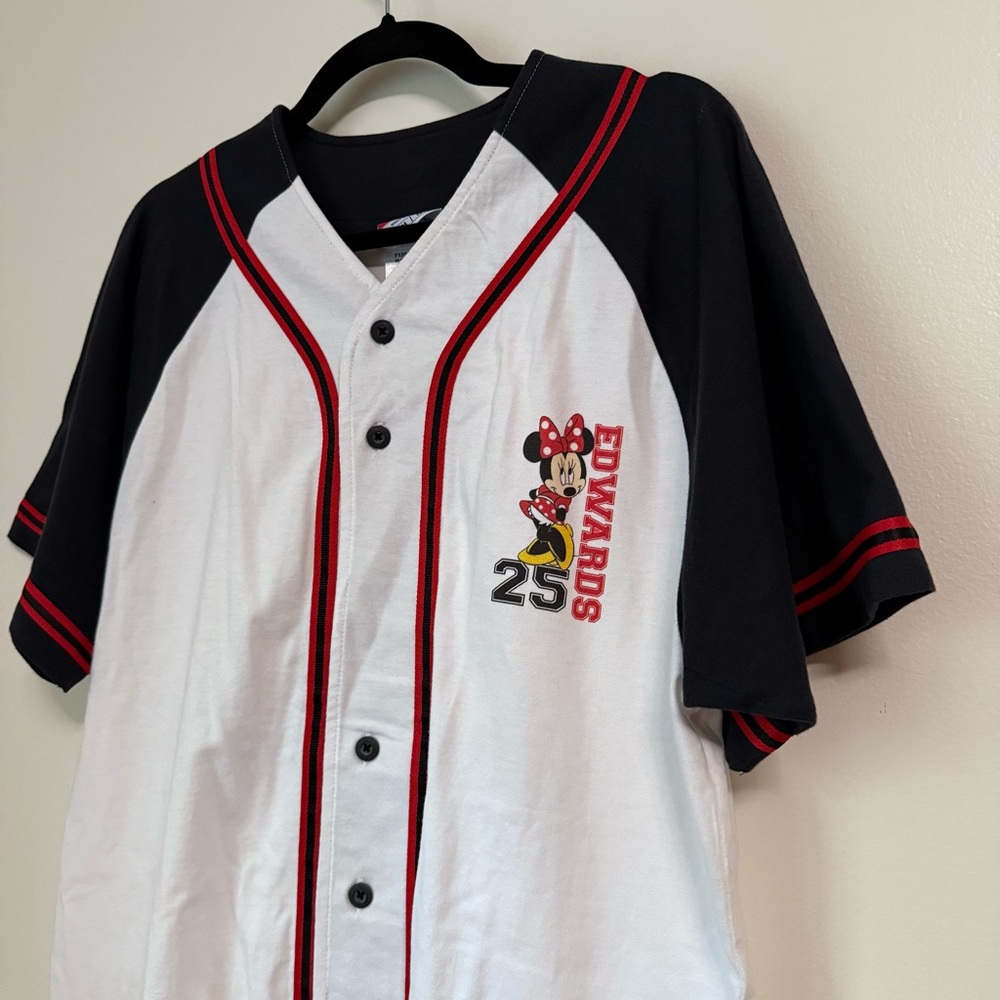 NWT Vintage Champion Baseball Practice Jersey in White w/ Minnie Mouse Edwards M